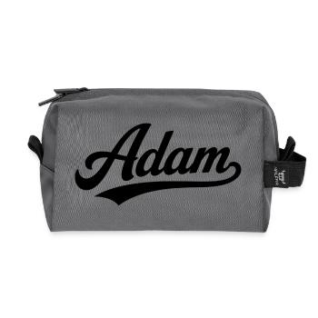 Adam name first last family - Recycled Toiletry Zip Bag - anthracite - Front
