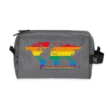 Die Welt ist bunt - Regenbogenweltkarte - Recycelte Kulturtasche - Anthrazit - Vorne