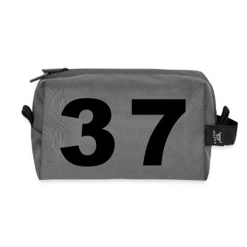 Number - 37 – Thirty Seven - Recycled Toiletry Zip Bag - anthracite - Front