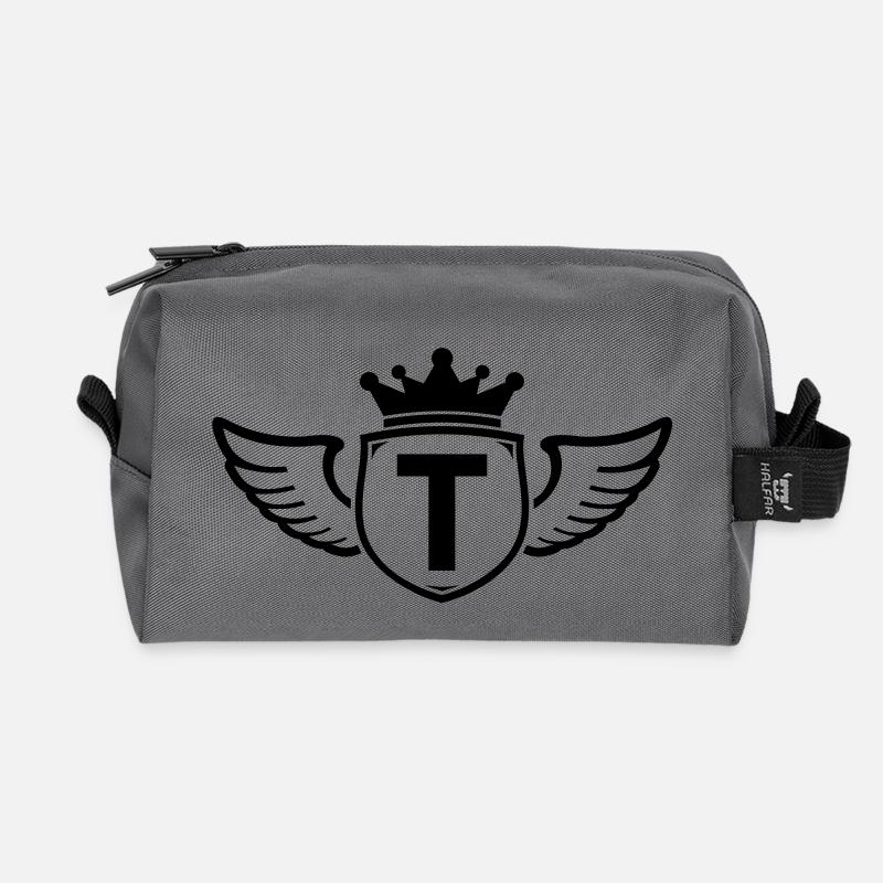 t,Anfangsbuchstabe, Name, - Recycelte Kulturtasche - Anthrazit