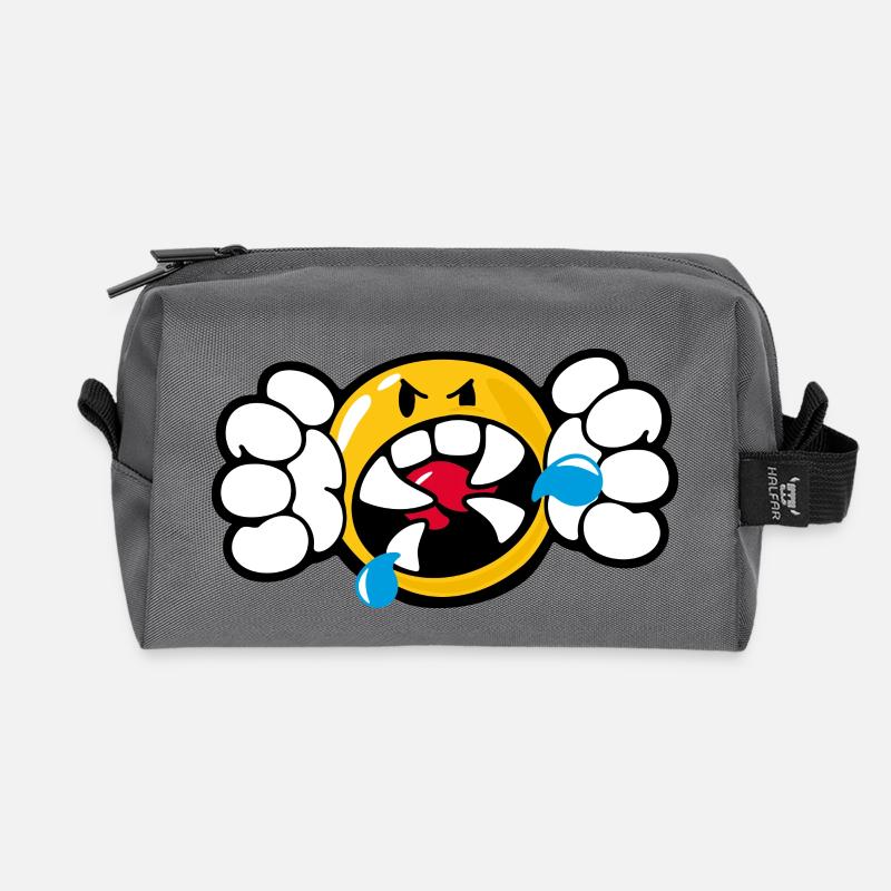 Smiley Anger Vicious - Recycelte Kulturtasche - Anthrazit