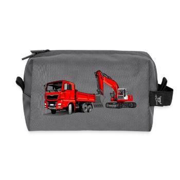 Chantier de construction avec pelle et camion benne - Trousse de toilette en tissu recyclé - anthracite - Devant