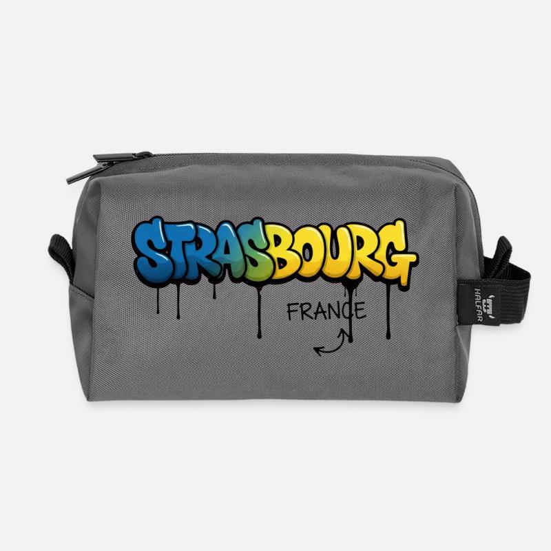 Graffiti-Style Strasbourg Schriftzug - Recycelte Kulturtasche - Anthrazit