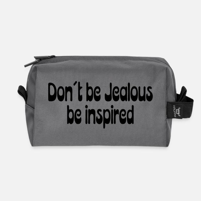 Don’t Be Jealous – Be Inspired Spruch - Recycelte Kulturtasche - Anthrazit