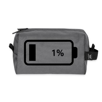 Empty battery battery 1% - Recycled Toiletry Zip Bag - anthracite - Front