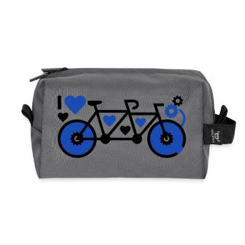 Romantisches Tandem Herzen Liebe - Recycelte Kulturtasche - Anthrazit - Vorne