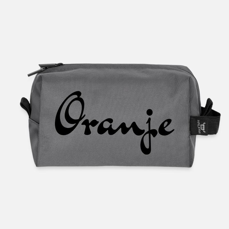 Oranje Buttons / Anstecker - Recycelte Kulturtasche - Anthrazit