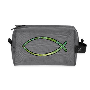 Poisson Ichtus (diamant, vert) - Trousse de toilette en tissu recyclé - anthracite - Devant
