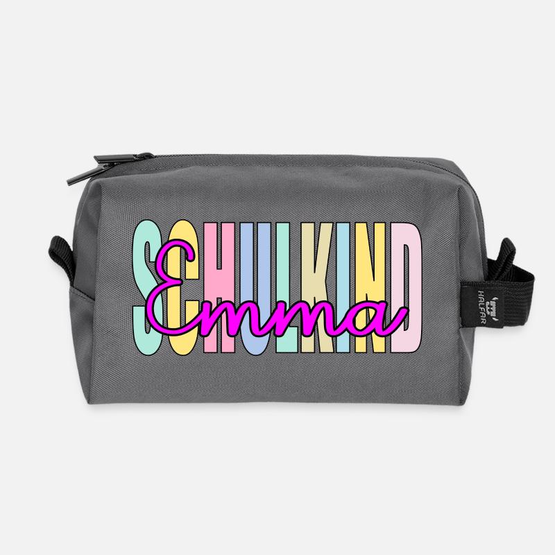 Schulkind Mädchen Emma Name - Recycelte Kulturtasche - Anthrazit