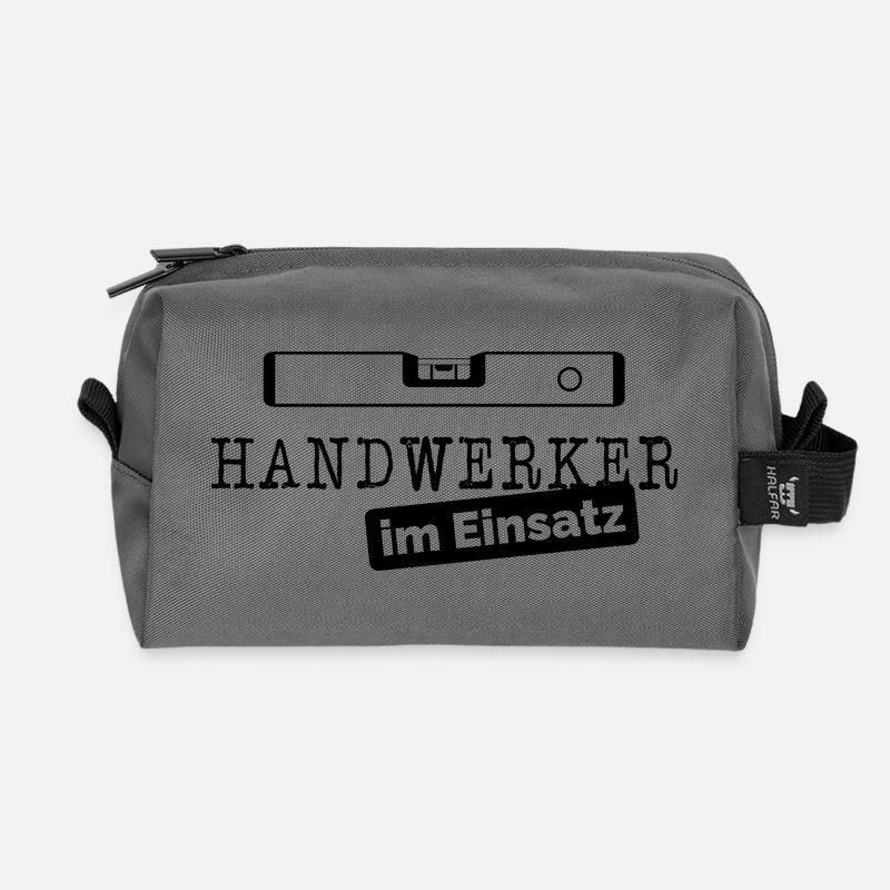 Handwerker im Einsatz Wasserwaage Handwerk Bau - Recycelte Kulturtasche - Anthrazit