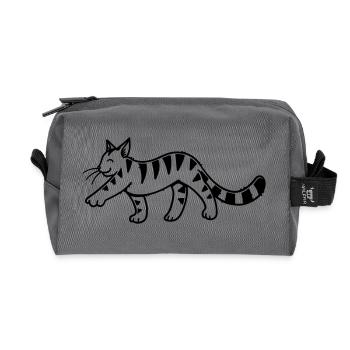 Cartoon Kitten - Recycled Toiletry Zip Bag - anthracite - Front