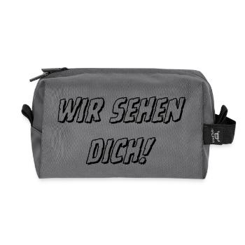 wir sehen Dich weiß 1 - Recycelte Kulturtasche - Anthrazit - Vorne