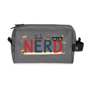 Nerd en lettres géantes et lunettes - Trousse de toilette en tissu recyclé - anthracite - Devant