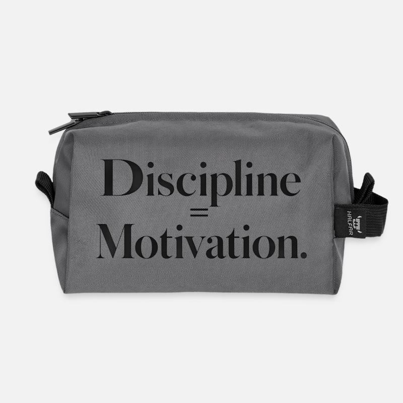 Discipline Motivation Typography - Recycled Toiletry Zip Bag - anthracite