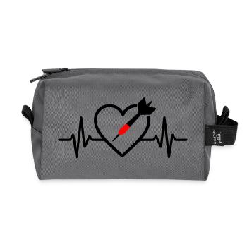 Heart Darts – Passion for Precision - Recycled Toiletry Zip Bag - anthracite - Front