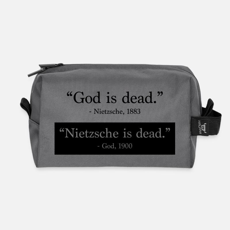 God is Dead - Nietzsche is dead - Recycled Toiletry Zip Bag - anthracite