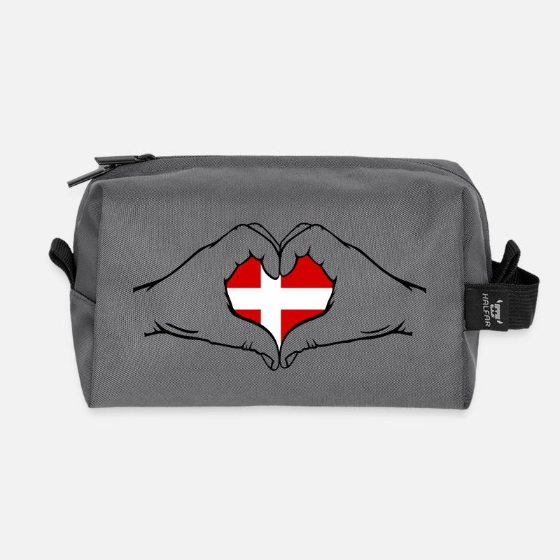 Dänische Flagge in Herzform - Recycelte Kulturtasche - Anthrazit