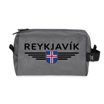 Reykjavík T-Shirt – Stadt der Nordlichter - Recycelte Kulturtasche - Anthrazit - Vorne