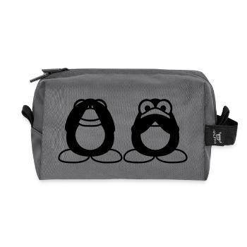 2 Penguins Talking Nothing See Mute Blind Friends - Recycled Toiletry Zip Bag - anthracite - Front