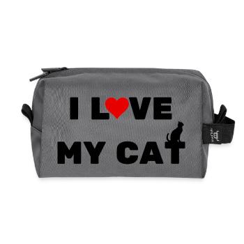 I love my cat - Recycled Toiletry Zip Bag - anthracite - Front