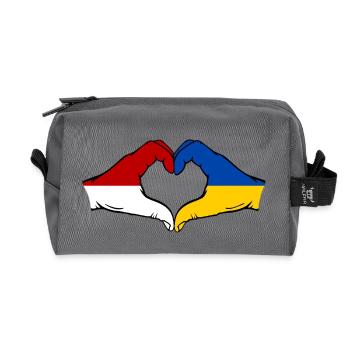 Drapeau Monaco Ukraine main coeur - Trousse de toilette en tissu recyclé - anthracite - Devant