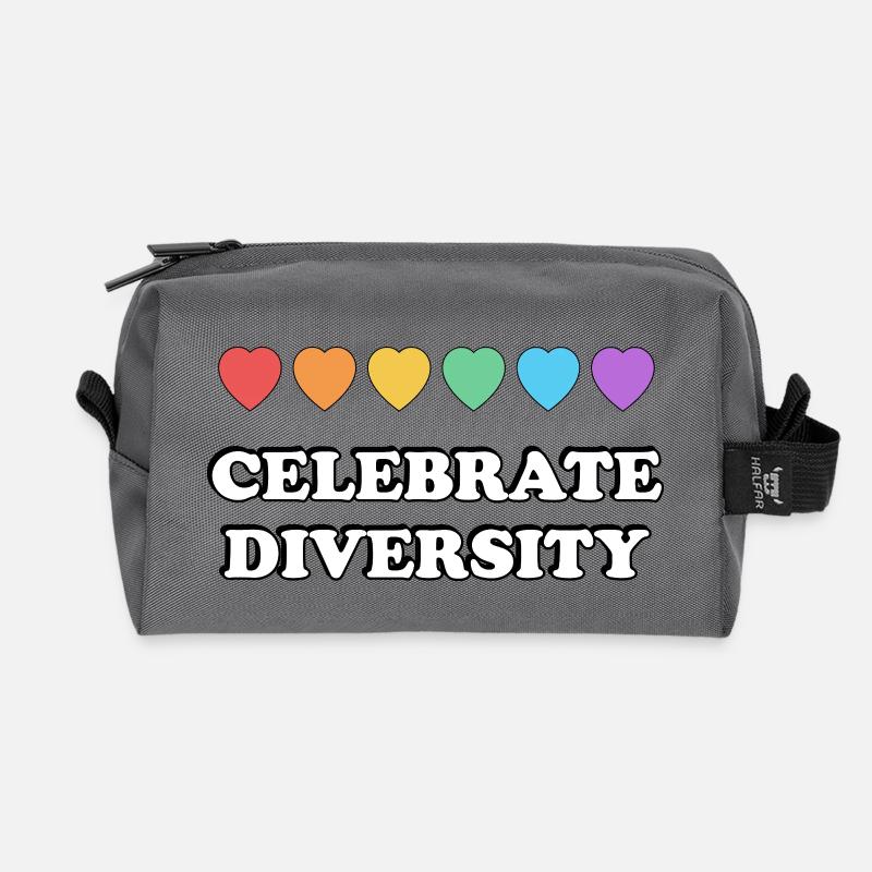 Feiern Sie die Vielfalt Rainbow Hearts - Recycelte Kulturtasche - Anthrazit