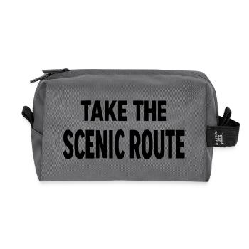 Take the scenic route Abenteuer Reise Spruch - Recycled Toiletry Zip Bag - anthracite - Front
