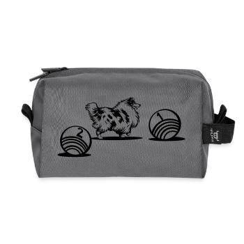 Long-haired Collie Driftball Sport (dyeable) - Recycled Toiletry Zip Bag - anthracite - Front