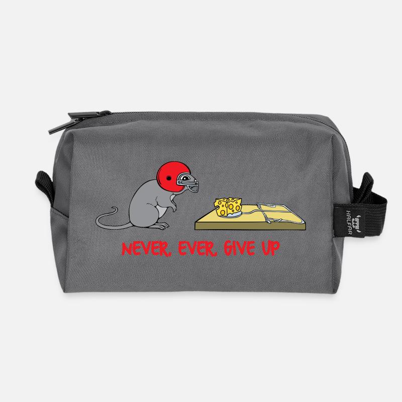 Never ever give up - Recycled Toiletry Zip Bag - anthracite