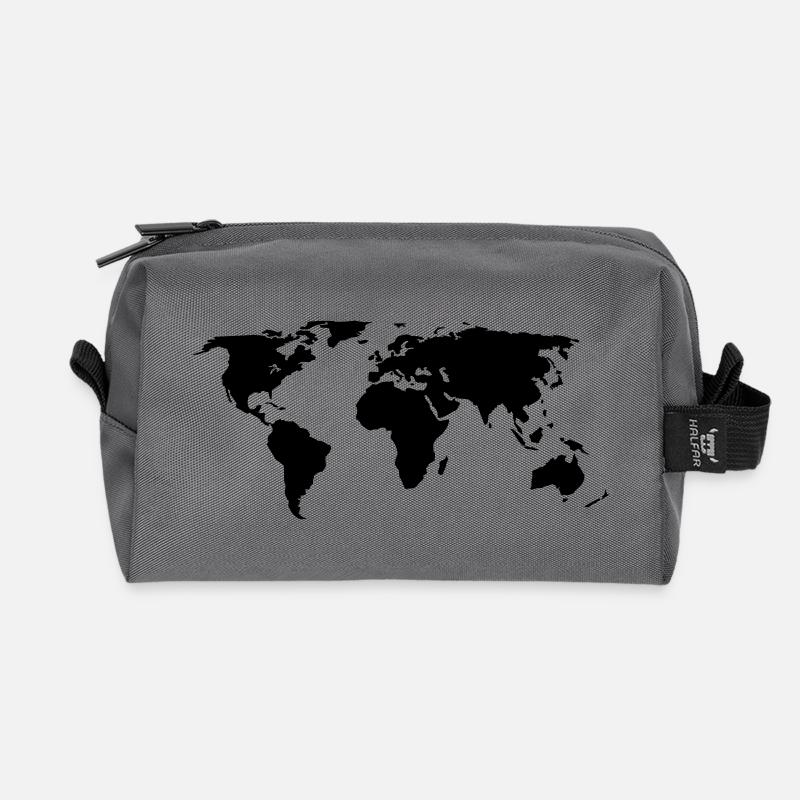 Weltkarte - Recycelte Kulturtasche - Anthrazit