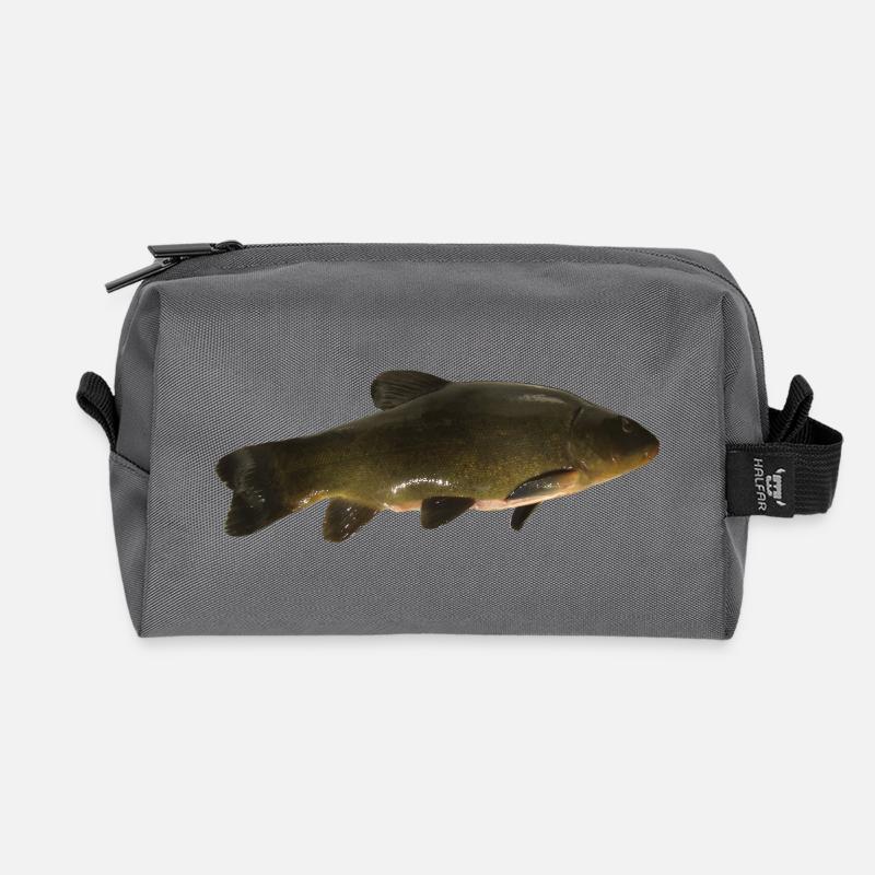 fish tench - Recycled Toiletry Zip Bag - anthracite