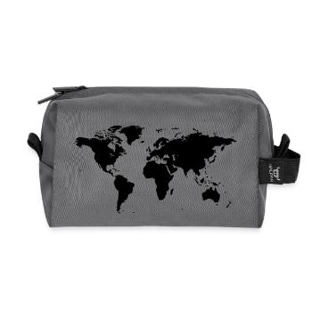 Weltkarte - Recycelte Kulturtasche - Anthrazit - Vorne