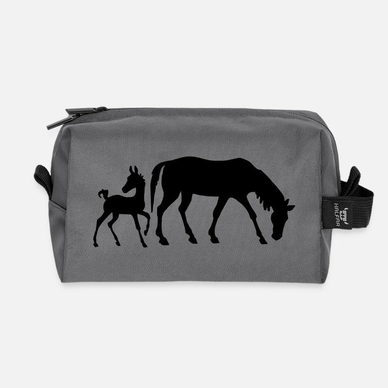 Mare and foal - Recycled Toiletry Zip Bag - anthracite