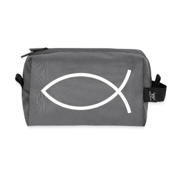 Jesusfisch weiß Ichthys Fisch Jesus - Recycelte Kulturtasche - Anthrazit - Vorne