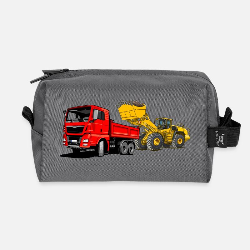 Baustelle, LKW, Radlader - Recycelte Kulturtasche - Anthrazit