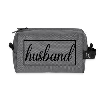 Husband Matching Engagement Wedding Honeymoon - Recycled Toiletry Zip Bag - anthracite - Front