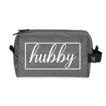 Hubby Matching Engagement Wedding Honeymoon - Recycled Toiletry Zip Bag - anthracite - Front
