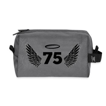 Number 75 Angel - 75th Birthday Wings - Recycled Toiletry Zip Bag - anthracite - Front