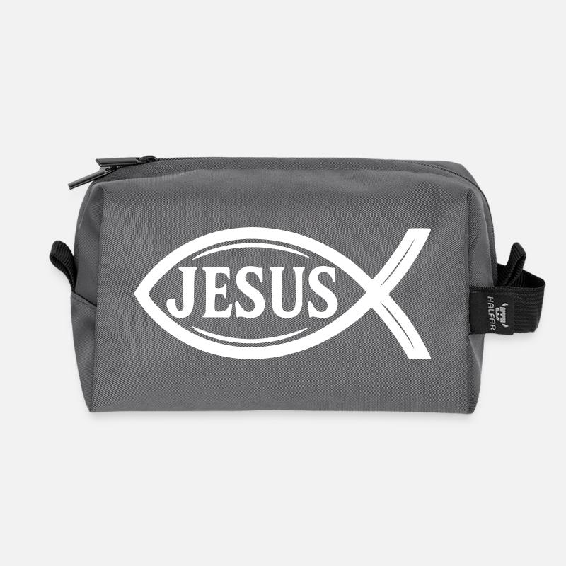 Jesus Fisch - Recycelte Kulturtasche - Anthrazit