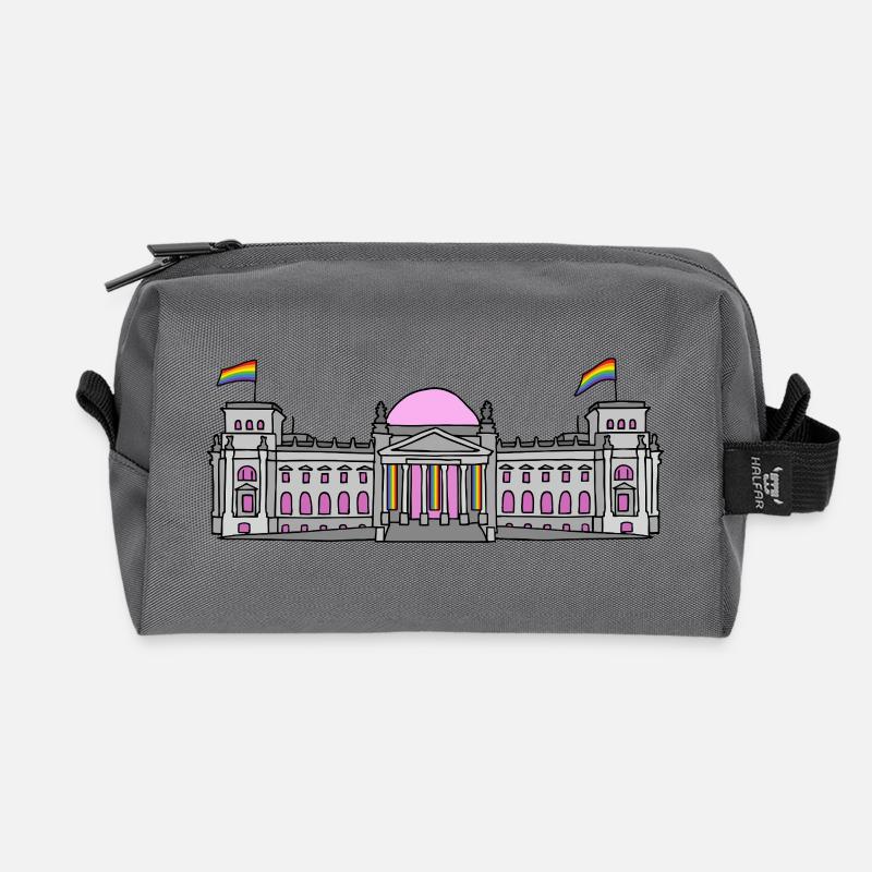 Der Bundestag in Berlin mit Regenbogenfahnen - Recycelte Kulturtasche - Anthrazit