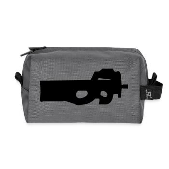 gun rifle pistol weapon military m16 - Recycled Toiletry Zip Bag - anthracite - Front