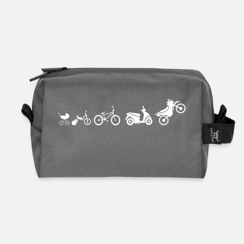 motorcycle evolution - Recycled Toiletry Zip Bag - anthracite