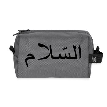 peace quote islam arabic calligraphic writing - Recycled Toiletry Zip Bag - anthracite - Front
