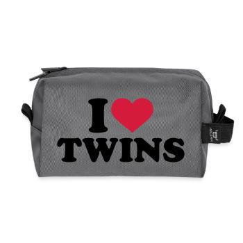 I love twins - Recycled Toiletry Zip Bag - anthracite - Front