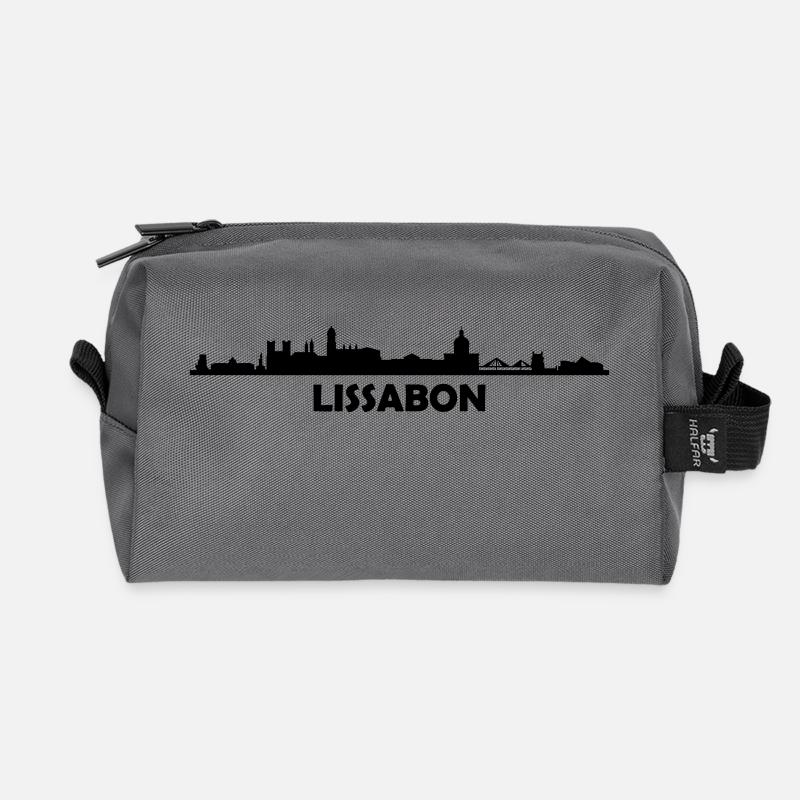 Skyline Lissabon Text - Recycelte Kulturtasche - Anthrazit