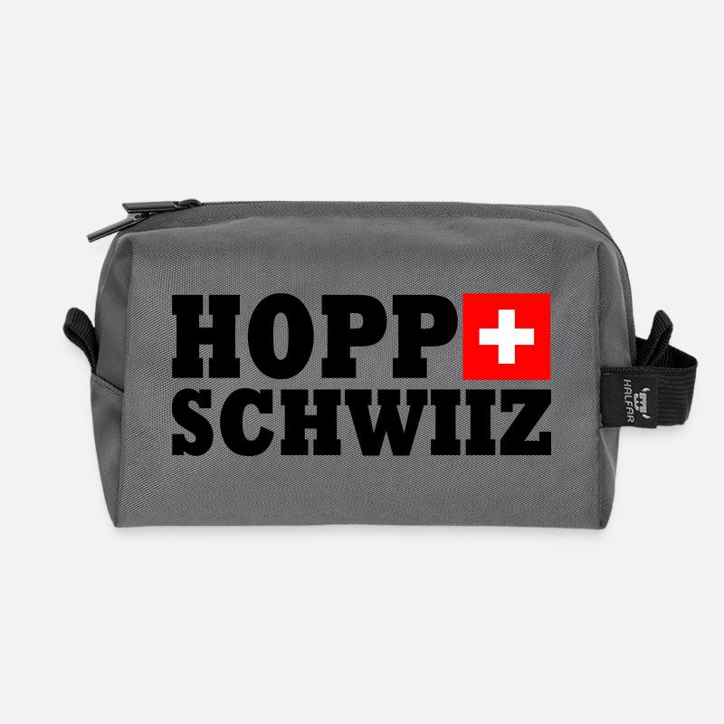 Hopp schwiiz - Recycelte Kulturtasche - Anthrazit