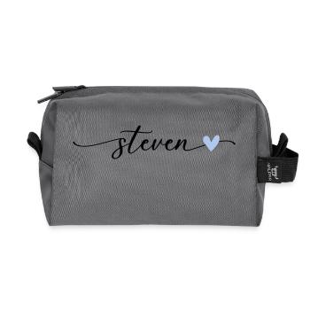 Steven Name Kalligrafie Schrift - Recycelte Kulturtasche - Anthrazit - Vorne