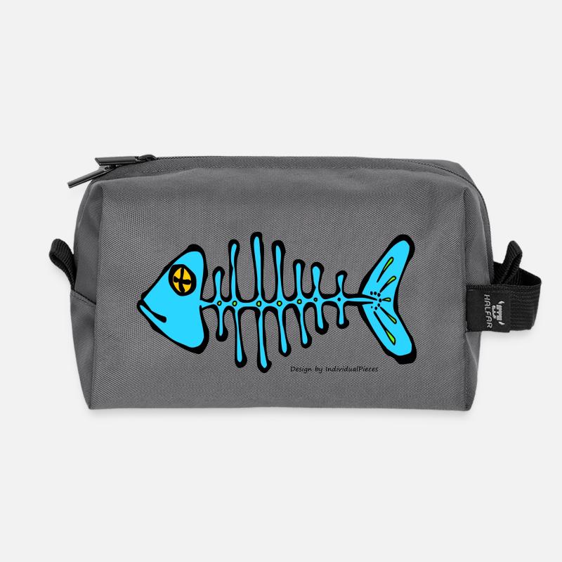Fish bone - Recycled Toiletry Zip Bag - anthracite