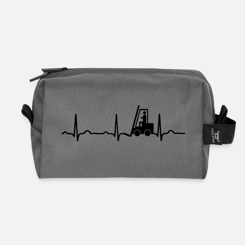 EKG HERZSCHLAG GABELSTAPLER schwarz - Recycelte Kulturtasche - Anthrazit