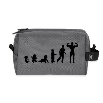 Evolution Mensch, Männer, Mann Bodybuilding-Sport - Recycelte Kulturtasche - Anthrazit - Vorne